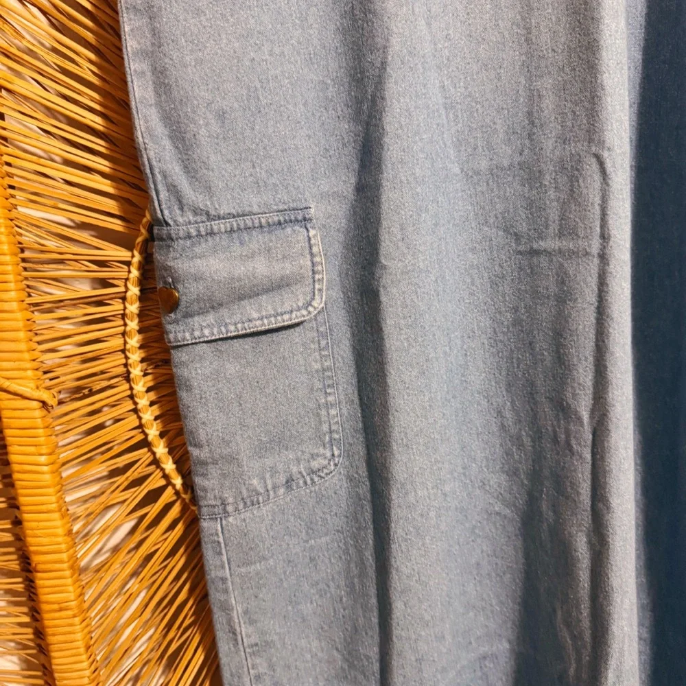 Christopher & Banks Blue Denim Flag Dress Cottage Country Jean Style SZ S - Picture 3 of 7